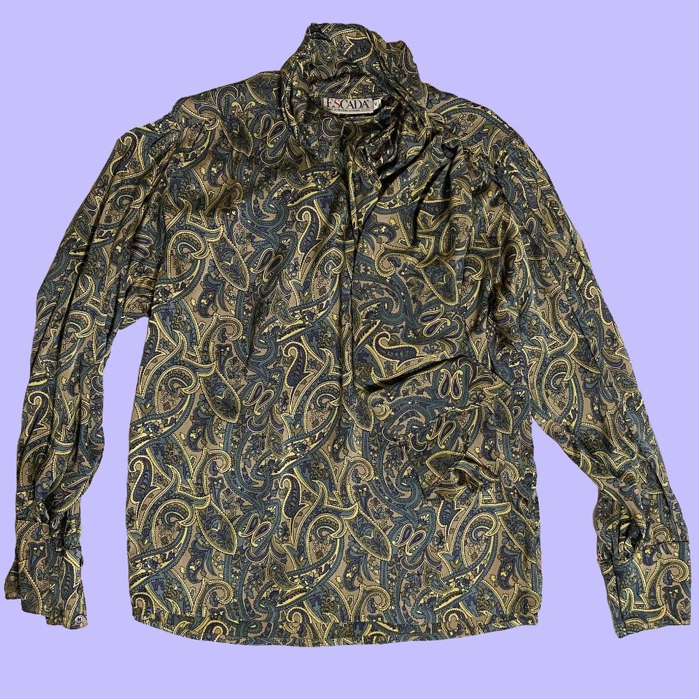 vintage Escada paisley blouse with neck tie